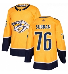 Youth Adidas Nashville Predators 76 PK Subban Authentic Gold Home NHL Jersey 