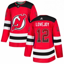 Mens Adidas New Jersey Devils 12 Ben Lovejoy Authentic Red Drift Fashion NHL Jersey 