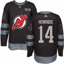 Mens Adidas New Jersey Devils 14 Adam Henrique Authentic Black 1917 2017 100th Anniversary NHL Jersey 