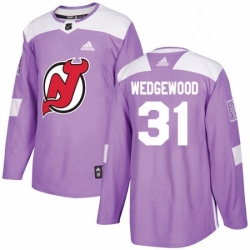 Mens Adidas New Jersey Devils 31 Scott Wedgewood Authentic Purple Fights Cancer Practice NHL Jersey 