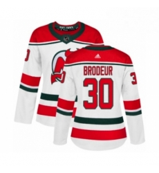 Womens Adidas New Jersey Devils 30 Martin Brodeur Authentic White Alternate NHL Jersey 