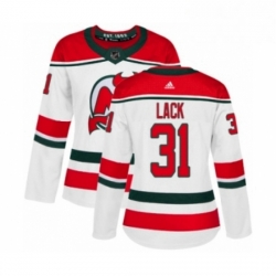Womens Adidas New Jersey Devils 31 Eddie Lack Authentic White Alternate NHL Jersey 