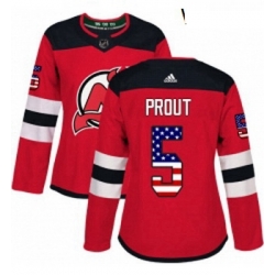 Womens Adidas New Jersey Devils 5 Dalton Prout Authentic Red USA Flag Fashion NHL Jersey 