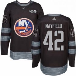 Mens Adidas New York Islanders 42 Scott Mayfield Authentic Black 1917 2017 100th Anniversary NHL Jersey 