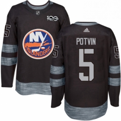 Mens Adidas New York Islanders 5 Denis Potvin Authentic Black 1917 2017 100th Anniversary NHL Jersey 