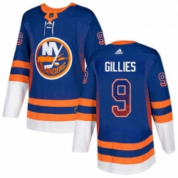 Mens Adidas New York Islanders 9 Clark Gillies Authentic Royal Blue Drift Fashion NHL Jersey 