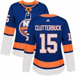 Womens Adidas New York Islanders 15 Cal Clutterbuck Authentic Royal Blue Home NHL Jersey 