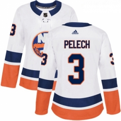 Womens Adidas New York Islanders 3 Adam Pelech Authentic White Away NHL Jersey 