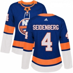 Womens Adidas New York Islanders 4 Dennis Seidenberg Authentic Royal Blue Home NHL Jersey 