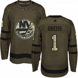 Youth Adidas New York Islanders 1 Thomas Greiss Authentic Green Salute to Service NHL Jersey 