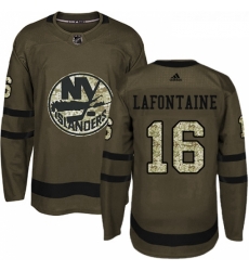 Youth Adidas New York Islanders 16 Pat LaFontaine Authentic Green Salute to Service NHL Jersey 