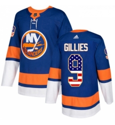 Youth Adidas New York Islanders 9 Clark Gillies Authentic Royal Blue USA Flag Fashion NHL Jersey 