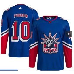 Men New York Rangers 10 Artemi Panarin Blue 2022 Reverse Retro Stitched Jersey