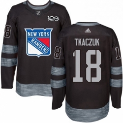 Mens Adidas New York Rangers 18 Walt Tkaczuk Premier Black 1917 2017 100th Anniversary NHL Jersey 