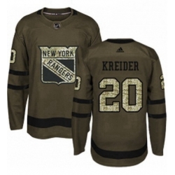 Mens Adidas New York Rangers 20 Chris Kreider Premier Green Salute to Service NHL Jersey 