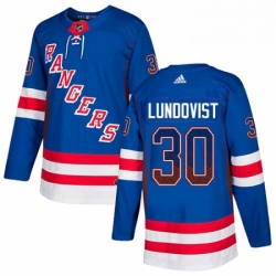 Mens Adidas New York Rangers 30 Henrik Lundqvist Authentic Royal Blue Drift Fashion NHL Jersey 