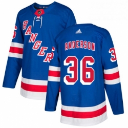 Mens Adidas New York Rangers 36 Glenn Anderson Authentic Royal Blue Home NHL Jersey 