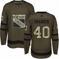 Mens Adidas New York Rangers 40 Michael Grabner Authentic Green Salute to Service NHL Jersey 