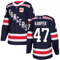 Mens Adidas New York Rangers 47 Steven Kampfer Authentic Navy Blue 2018 Winter Classic NHL Jersey 