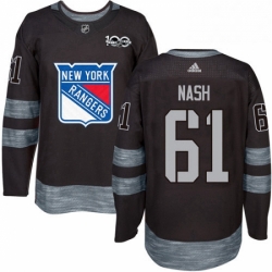 Mens Adidas New York Rangers 61 Rick Nash Authentic Black 1917 2017 100th Anniversary NHL Jersey 