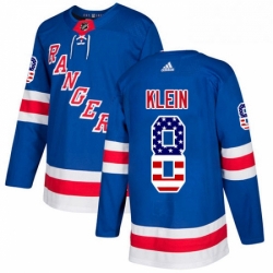 Mens Adidas New York Rangers 8 Kevin Klein Authentic Royal Blue USA Flag Fashion NHL Jersey 