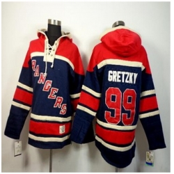 New York Rangers #99 Wayne Gretzky Navy Blue Sawyer Hooded Sweatshirt Stitched NHL jersey