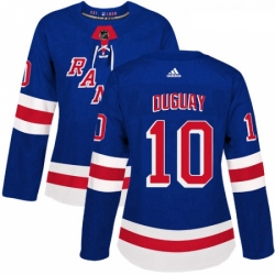 Womens Adidas New York Rangers 10 Ron Duguay Authentic Royal Blue Home NHL Jersey 