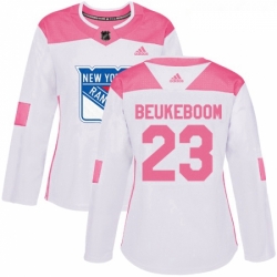 Womens Adidas New York Rangers 23 Jeff Beukeboom Authentic WhitePink Fashion NHL Jersey 