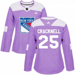 Womens Adidas New York Rangers 25 Adam Cracknell Authentic Purple Fights Cancer Practice NHL Jersey 