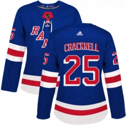 Womens Adidas New York Rangers 25 Adam Cracknell Authentic Royal Blue Home NHL Jersey 