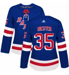 Womens Adidas New York Rangers 35 Mike Richter Authentic Royal Blue Home NHL Jersey 