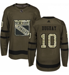 Youth Adidas New York Rangers 10 Ron Duguay Premier Green Salute to Service NHL Jersey 