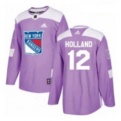 Youth Adidas New York Rangers 12 Peter Holland Authentic Purple Fights Cancer Practice NHL Jersey 