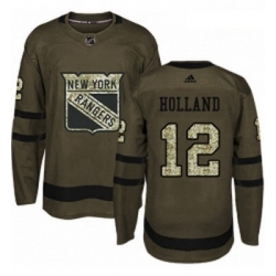 Youth Adidas New York Rangers 12 Peter Holland Premier Green Salute to Service NHL Jersey 