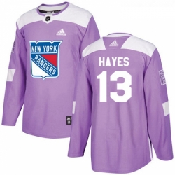 Youth Adidas New York Rangers 13 Kevin Hayes Authentic Purple Fights Cancer Practice NHL Jersey 