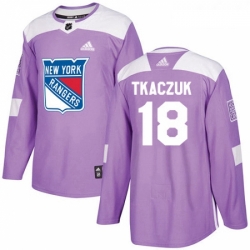 Youth Adidas New York Rangers 18 Walt Tkaczuk Authentic Purple Fights Cancer Practice NHL Jersey 