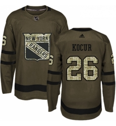 Youth Adidas New York Rangers 26 Joe Kocur Premier Green Salute to Service NHL Jersey 