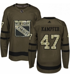 Youth Adidas New York Rangers 47 Steven Kampfer Authentic Green Salute to Service NHL Jersey 