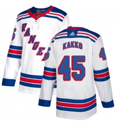 Youth Rangers 45 Kaapo Kakko White Road Authentic Stitched Hockey Jersey