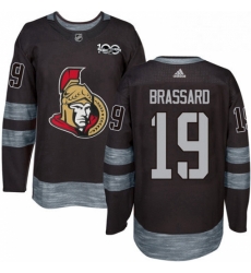 Mens Adidas Ottawa Senators 19 Derick Brassard Authentic Black 1917 2017 100th Anniversary NHL Jersey 