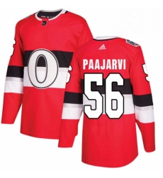 Mens Adidas Ottawa Senators 56 Magnus Paajarvi Authentic Red 2017 100 Classic NHL Jersey 