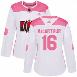 Womens Adidas Ottawa Senators 16 Clarke MacArthur Authentic WhitePink Fashion NHL Jersey 