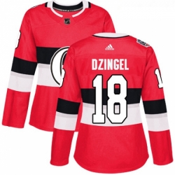 Womens Adidas Ottawa Senators 18 Ryan Dzingel Authentic Red 2017 100 Classic NHL Jersey 