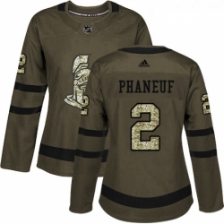 Womens Adidas Ottawa Senators 2 Dion Phaneuf Authentic Green Salute to Service NHL Jersey 