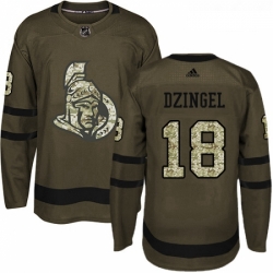 Youth Adidas Ottawa Senators 18 Ryan Dzingel Authentic Green Salute to Service NHL Jersey 