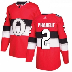 Youth Adidas Ottawa Senators 2 Dion Phaneuf Authentic Red 2017 100 Classic NHL Jersey 