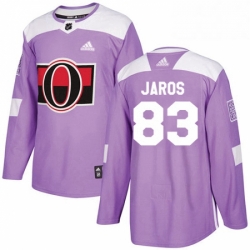 Youth Adidas Ottawa Senators 83 Christian Jaros Authentic Purple Fights Cancer Practice NHL Jersey 