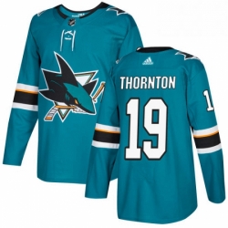 Mens Adidas San Jose Sharks 19 Joe Thornton Authentic Teal Green Home NHL Jersey 