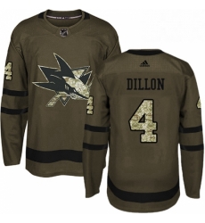 Mens Adidas San Jose Sharks 4 Brenden Dillon Premier Green Salute to Service NHL Jersey 