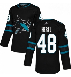 Mens Adidas San Jose Sharks 48 Tomas Hertl Premier Black Alternate NHL Jersey 